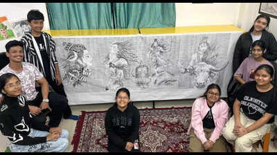 Students craft Shiva artwork using over 50k rubber stamps