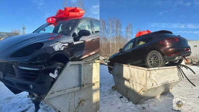 Russian man dumps Porsche in trash after wife refuses his Valentine’s gift, leaving the internet stunned