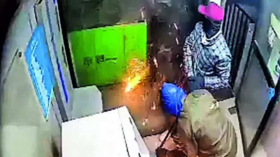 Watch: In midnight heist, thieves steal Rs 30L from ATM using gas cutter in Telangana