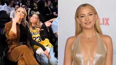 Running Point star Kate Hudson watches Los Angeles Lakers' thrilling win over Denver Nuggets from front row