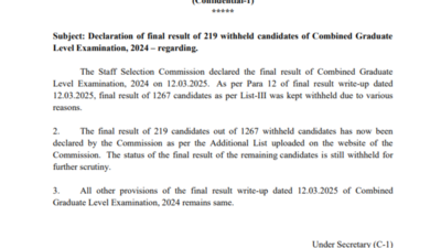 SSC CGL 2024 final result declared at ssc.gov.in: Check direct link here