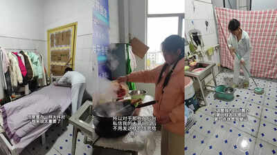 Teen woman cooks, eats, and sleeps in a $6 workplace toilet to save money