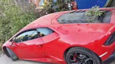 Lamborghini veers onto footpath & injures 2 in Noida, driver held; he asks 'is anyone dead?'