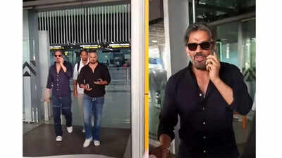 Suniel Shetty spotted at the Kolkata Airport