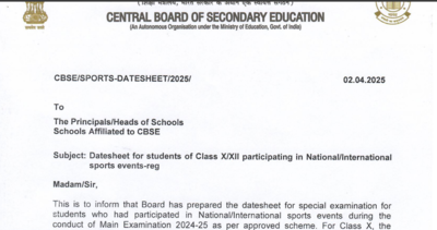 CBSE Class 10, 12 date sheet released for students participating in national and international sports events: Check complete schedule here