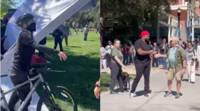 Watch: Masked agitators trash Turning Point USA event at UC Davis, assault students