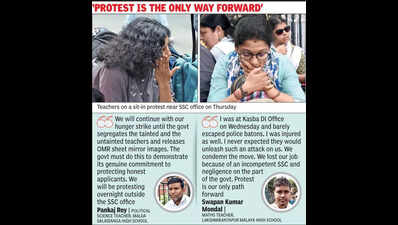 Day after Kasba cop kick, jobless teachers lay siege near SSC office