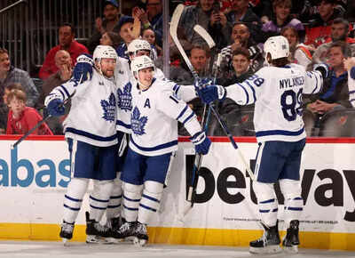 Toronto Maple Leafs' Auston Matthews, Mitch Marner celebrate Tom Blatchford's 1500-game NHL milestone in style