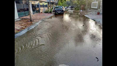 Water woes tumble out in open as pipeline bursts in Gr Noida sectors, floods streets