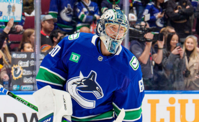 Nikita Tolopilo shines in NHL debut, backstops Vancouver Canucks to 2-1 overtime win over San Jose Sharks
