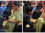 Taha Shah Badussha touches Rekha's feet