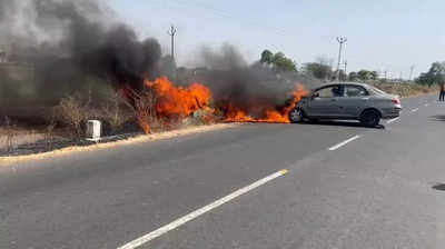'Bodies reduced to skeletons': Four charred to death as car goes up in flames after head-on collision on Rajkot-Bhavnagar highway