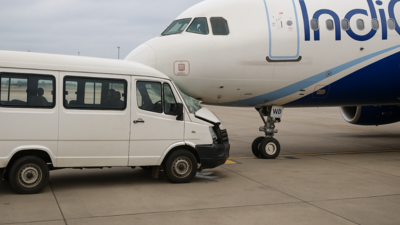 Mini bus collides with stationary Indigo aircraft at Bengaluru airport