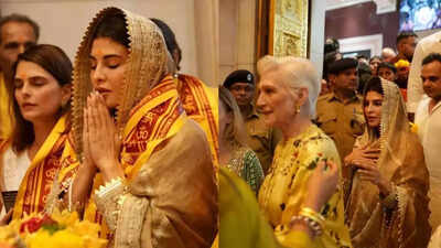 Elon Musk’s mother Maye Musk visits Siddhivinayak Temple with Jacqueline Fernandez