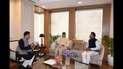 Andhra Pradesh chief minister Chandrababu Naidu meets Union ministers, seeks central support for projects