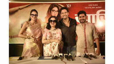 Mousumi Chatterjee attends the press conference of Aarii alongside Yash and Nussrat