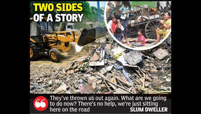 NMC razes Raj Nagar slum, frees fire college land of encroachment