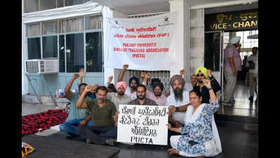 Punjabi University contract professors intensify protest demanding seventh Pay Commission implementation