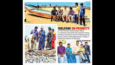 Andhra Pradesh chief minister Chandrababu Naidu distributes Rs 258 crore to fishermen families
