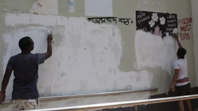 Kolkata's Jadavpur University erases ‘Azad Kashmir’ graffiti from campus