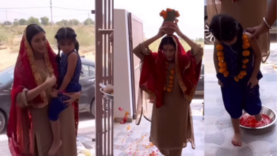 Charu Asopa posts a video of her griha pravesh with daughter Ziana in the new house in Bikaner, writes 'nanhe kadmon ke saath'