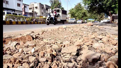 Dug-up roads for gas pipelines and CCTV cables create problems for pedestrians and motorists in Nashik city