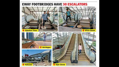 Broken footbridge escalators leave NH8 commuters stranded, put lives at risk in Gurgaon