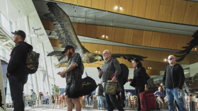 A giant sculpture of Gandalf riding an eagle departs Wellington airport for good