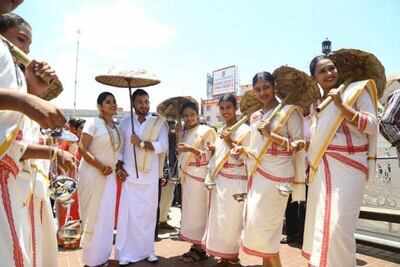 Actress Muktha and Rinku Tomi get married at Edappally Church, Kochi