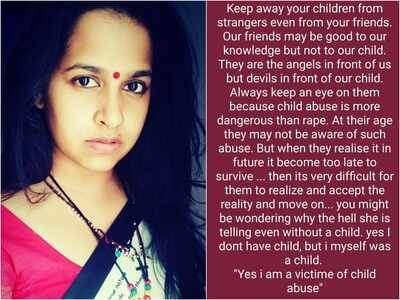 Actress Sadhika Venugopal raises her voice against child abuse; see post