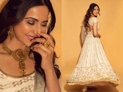 Rakul Preet Singh's ivory anarkali is perfect for your friend's day wedding