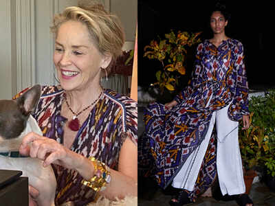 Hollywood actress Sharon Stone wore a dress by an Indian designer! Can you guess who it is?