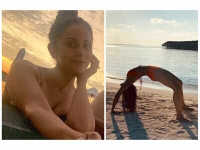 Rakul Preet Singh gets in her daily dose of workout in a bikini by the beach
