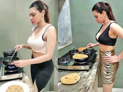 Sherlyn Chopra shows off her culinary skills