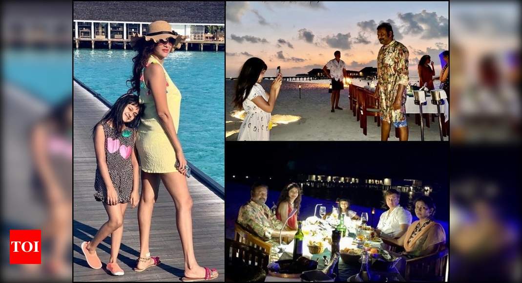 Manchu Lakshmis Surprise Dinner To Dad Mohan Babu On Maldives Beach