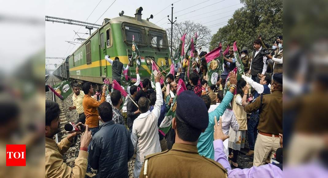 Rail Roko Protesting Farmers Sit On Tracks In Punjab Haryana