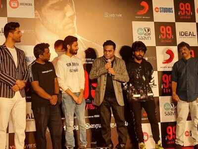 AR Rahman walks away after the anchor speaks Hindi at '99 Songs' press meet