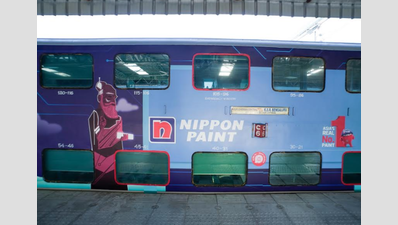 Chennai-Bengaluru SBC Double Decker Express train becomes more colourful with paintings of landmarks