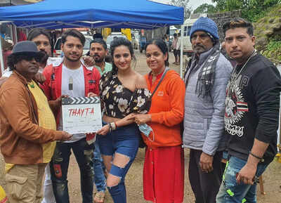 Harshika Poonacha begins shooting for Thaytha