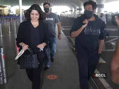 In pics: 'Liger' director Puri Jagannadh and Charmme Kaur spotted at Mumbai airport