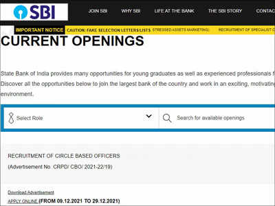 Sbi Cbo Notification Sbi Cbo Notification For Posts Released