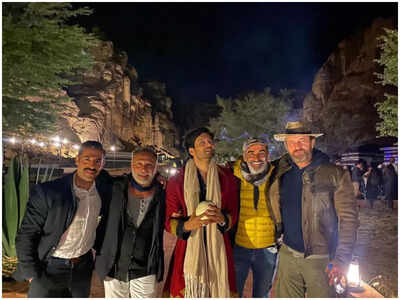 Ali Fazal and Gerard Butler share a fun moment on the sets of 'Kandahar'