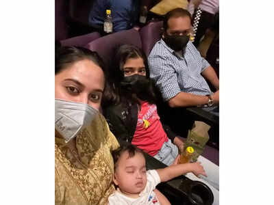 Miya George watches ‘K.G.F: Chapter 2’ with her child