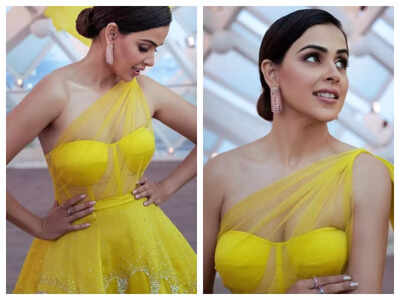 Genelia Deshmukh looks like a ray of sunshine in this yellow tube gown; See pics