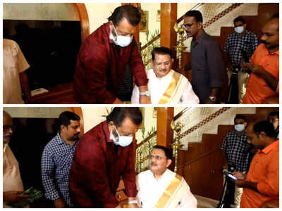 Suresh Gopi visits veteran actor Jagathy Sreekumar, gifts ‘Onakkodi’