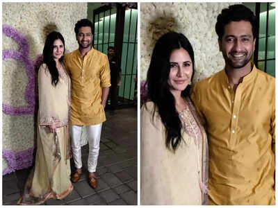 Vicky Kaushal and Katrina Kaif beam from ear to ear as they visit Arpita Khan's residence for Ganpati Darshan - WATCH