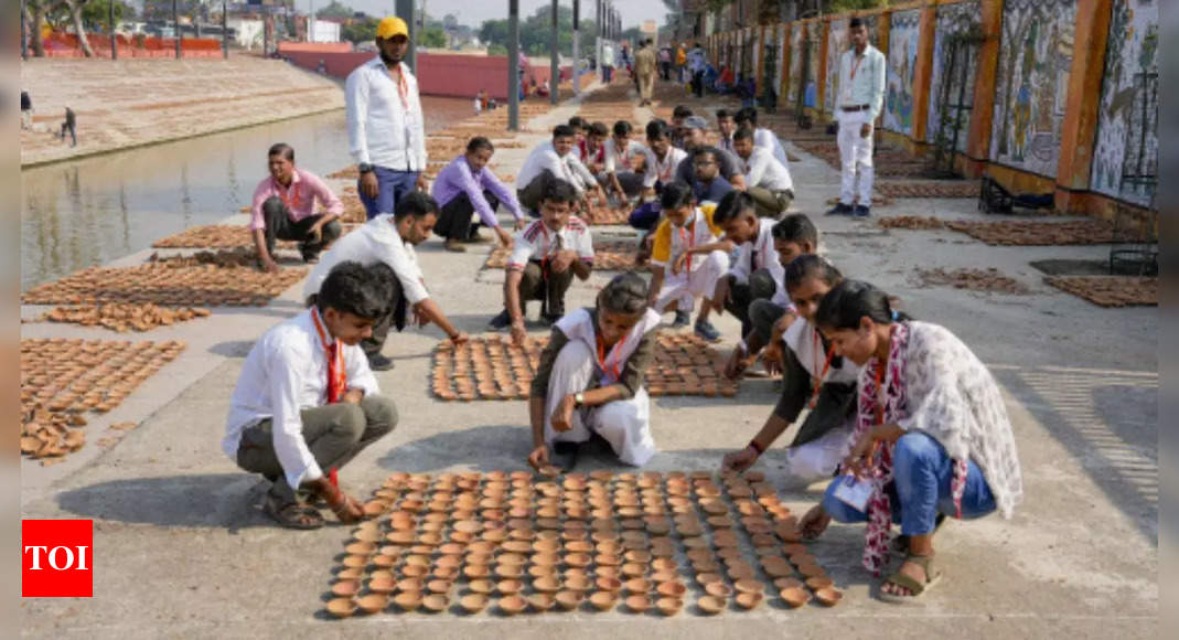 Deepotsava Volunteers Lay Out Lakh Diyas At Ayodhya Ghats