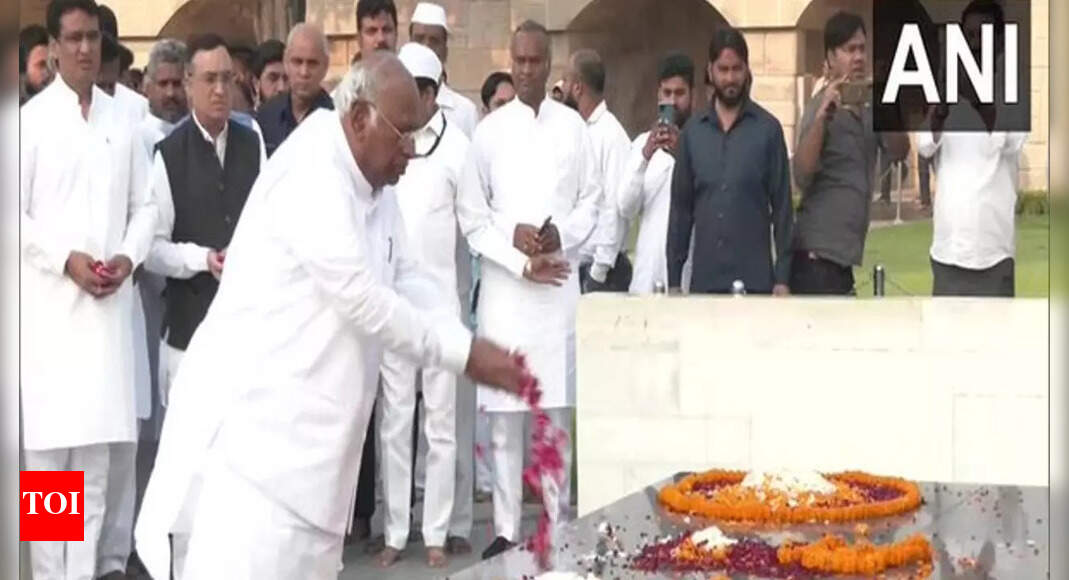 Congress Mallikarjun Kharge Visits Rajghat Ahead Of Taking Charge As