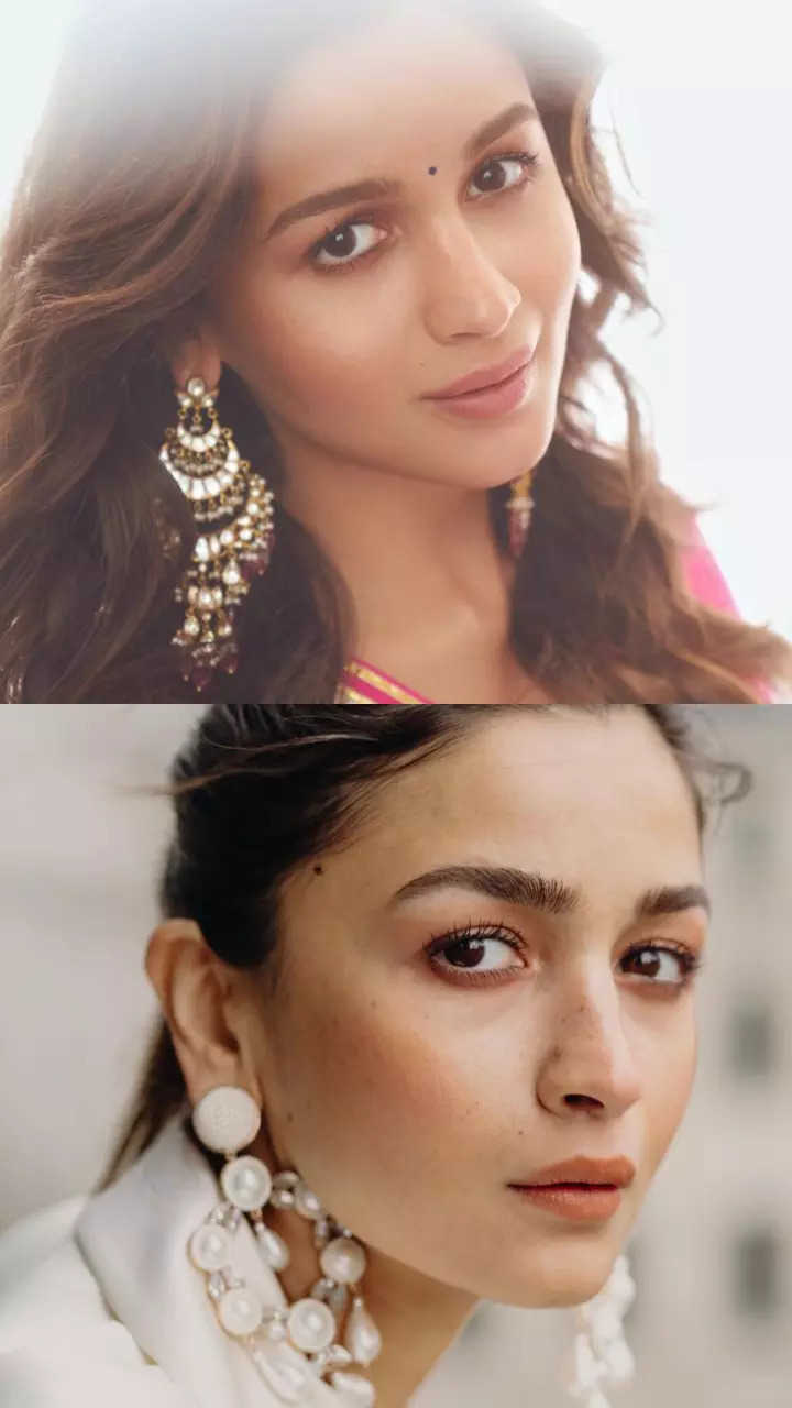 Beautiful Alia Bhatt with Fashion Earrings
