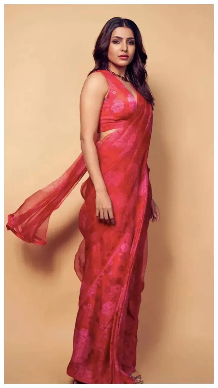 Samantha Ruth Prabhu's fiery red sari by Arpita Mehta steals the show in  Kuala Lumpur